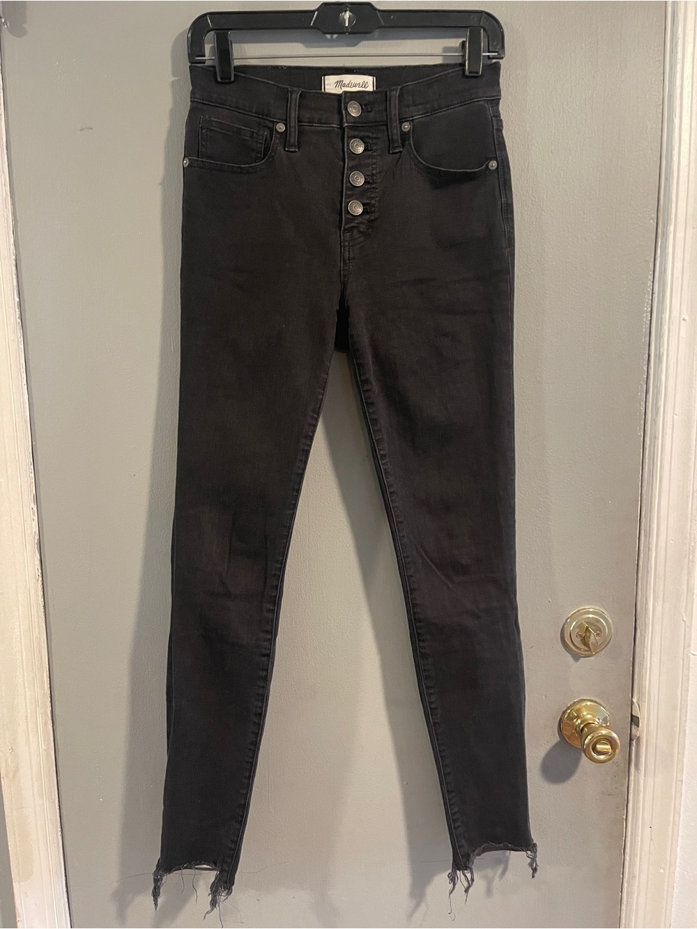 Madewell 9" High-Rise‎ Button-Fly Skinny Raw Hem Jeans Size  26